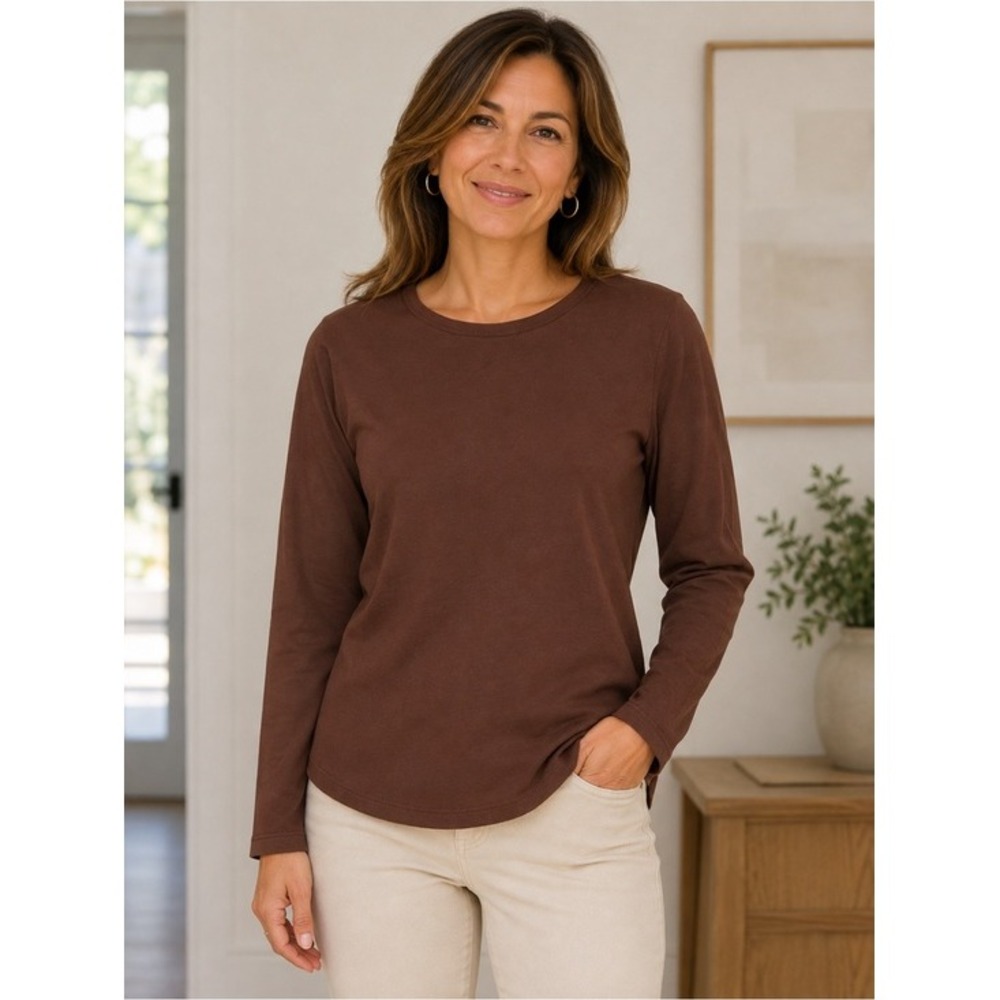 JONES NEW YORK‎ SPORT. S. Brown knit pullover top. Long sleeves. Round neck.